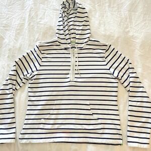 VILLAGER Liz Claiborne Striped Cotton Hoodie Size L Coastal Grandma Preppy